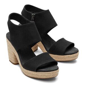 TOMS Majorca Espadrille Platform Sandal - Women's Size 6 - Black